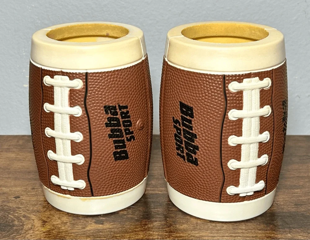 Vintage Bubba Sport Football Koozie Beer Bottle Holder w/ Bottle Opener Set of 2